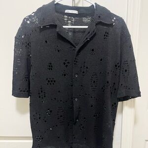 Zara Black Textured Casual Shirt